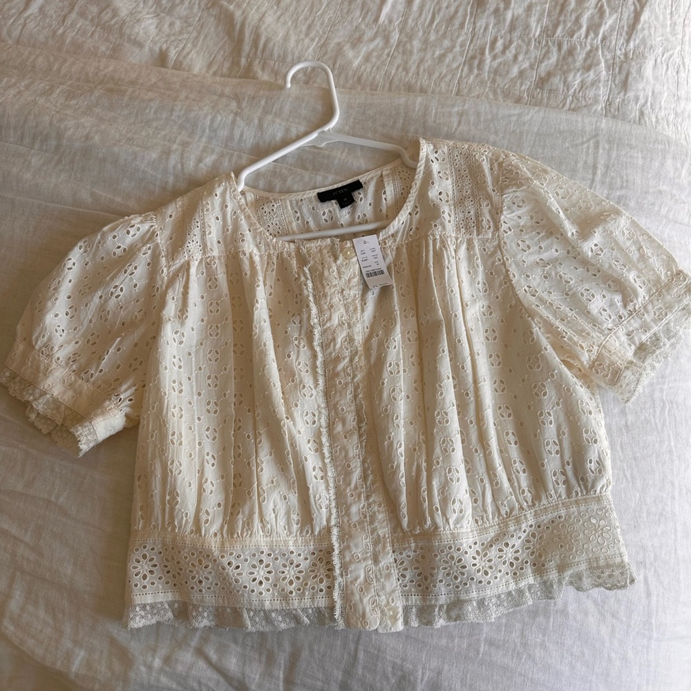 J.crew crochet eyelit blouse *never worn*